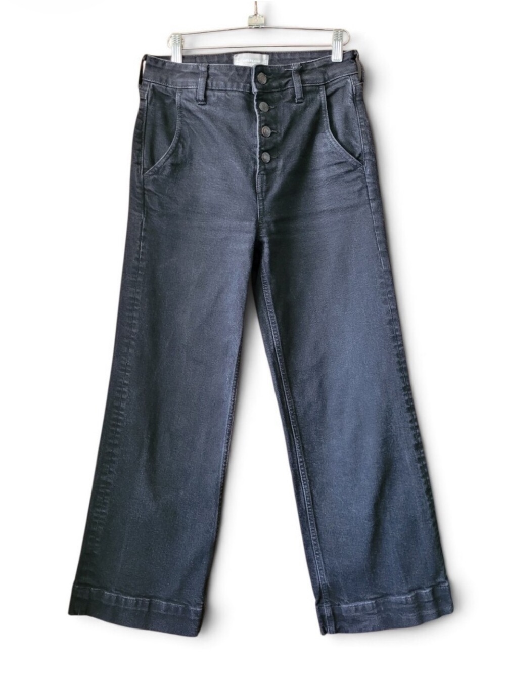 Everlane Wide Leg Crop Jeans High Waist Washed Black Size 28